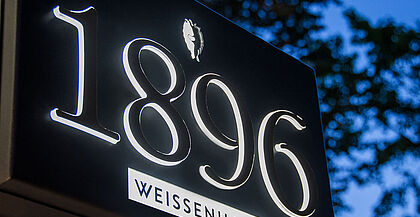 LED Beleuchtungsschrift Schild "1896 WEISSENHAUS".